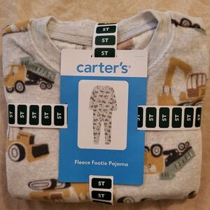 Carter's Gray Fleece Pajama with Construction Theme